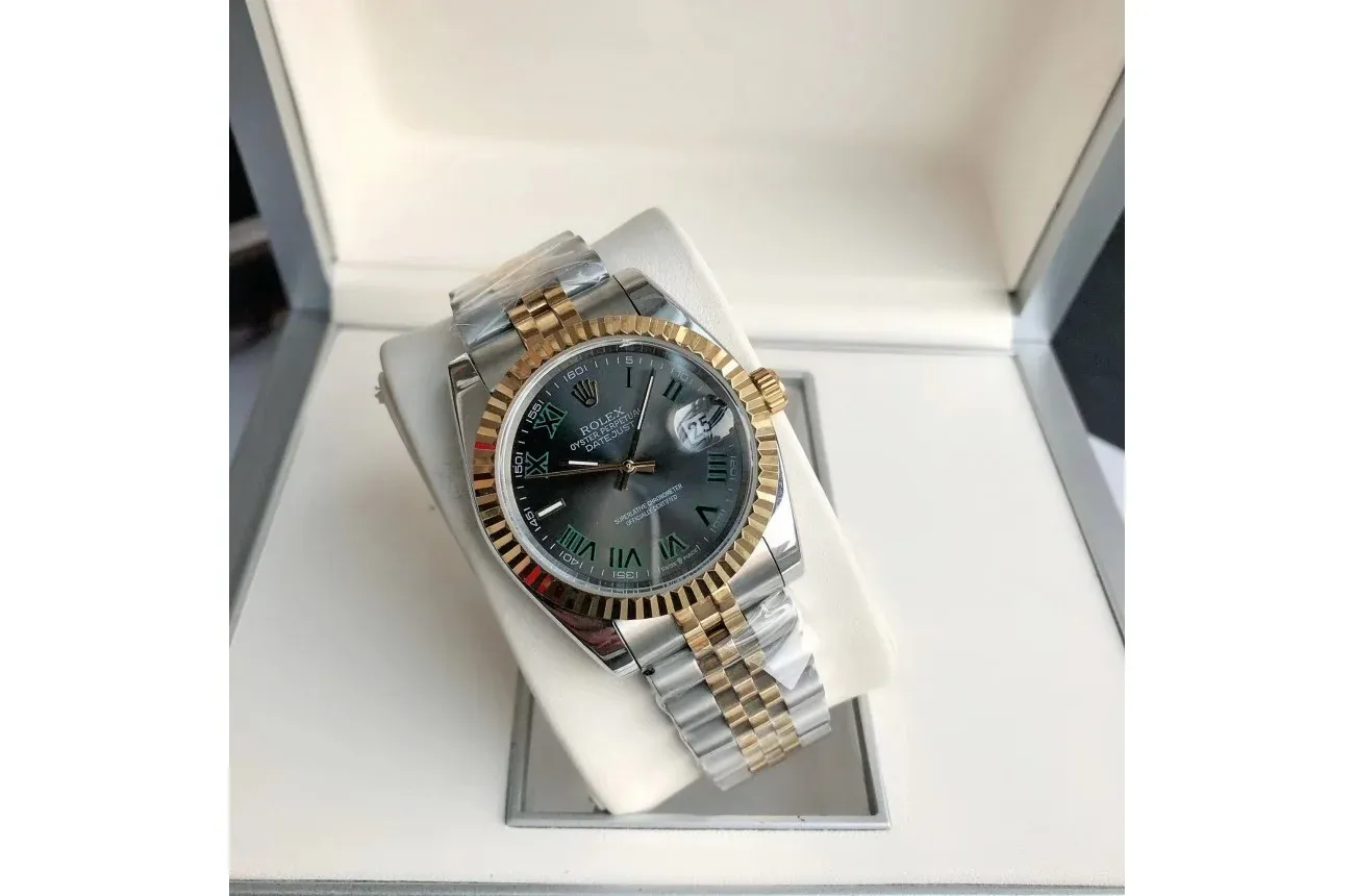Couple Watches Rolex Datejust 36/28mm RG/SS Jub Grey/Rmn
