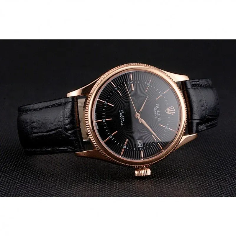 Superclone Rolex Cellini 38mm Black Dial REP016799