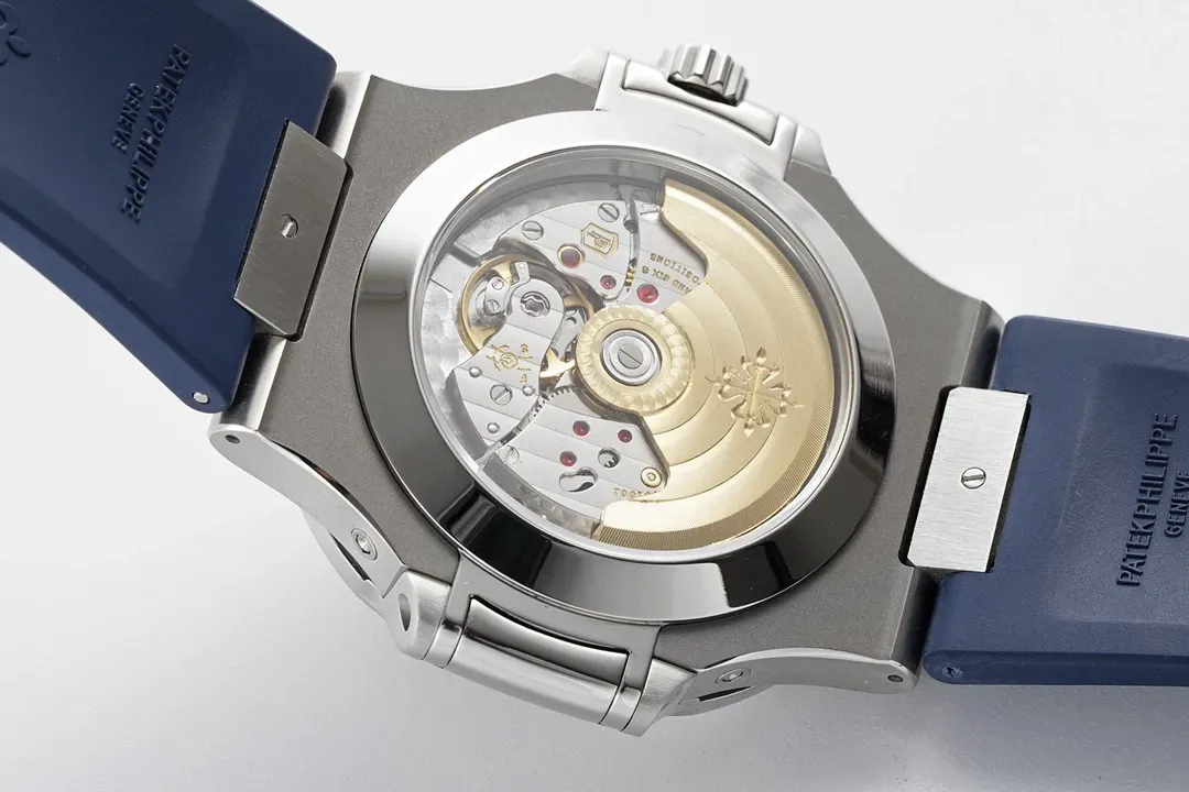 Patek Philippe Blue Nautilus Rubber Strap Watch