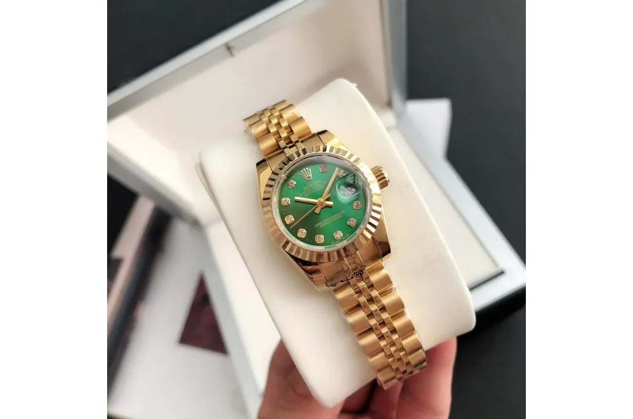 Couple Watches Rolex Datejust 36/28mm RG/RG Jub Green/Dial