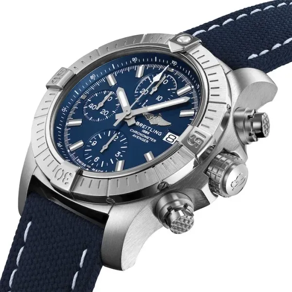 Breitling Avenger Men Automatic Blue Leather Watch A13385101C1X2