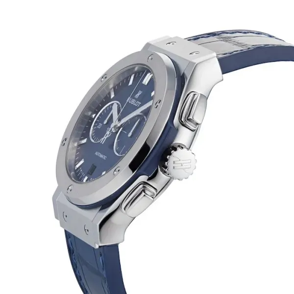 Hublot Classic Fusion Men Automatic Blue Rubber and Alligator Watch 541.NX.7170.LR