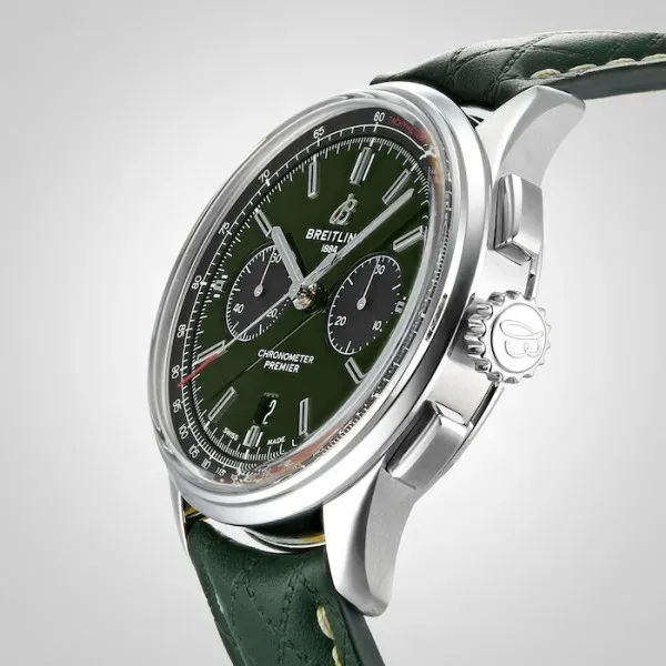 Breitling Premier Bentley Men Automatic Green Leather Watch AB0118A11L1X1
