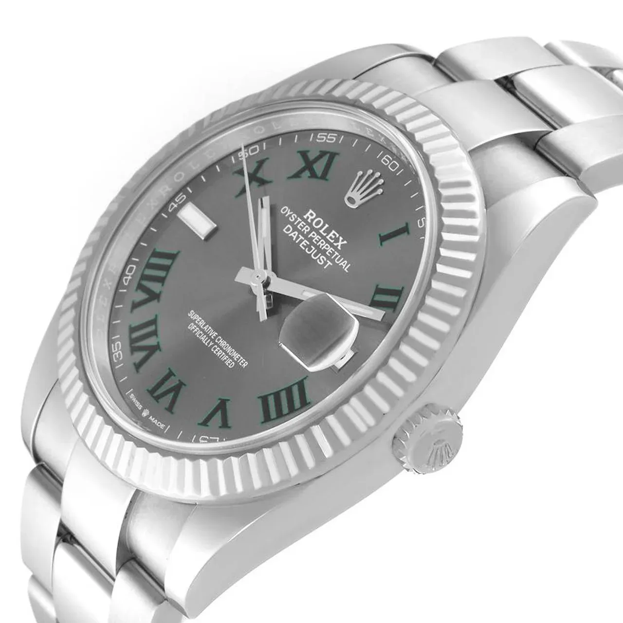 Superclone Rolex Datejust 41mm Rhodium Dial 126334  Wimbledon  Flutted / Oyster