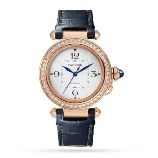 Cartier Pasha de Cartier Women Automatic Silver Alligator Watch WJPA0012