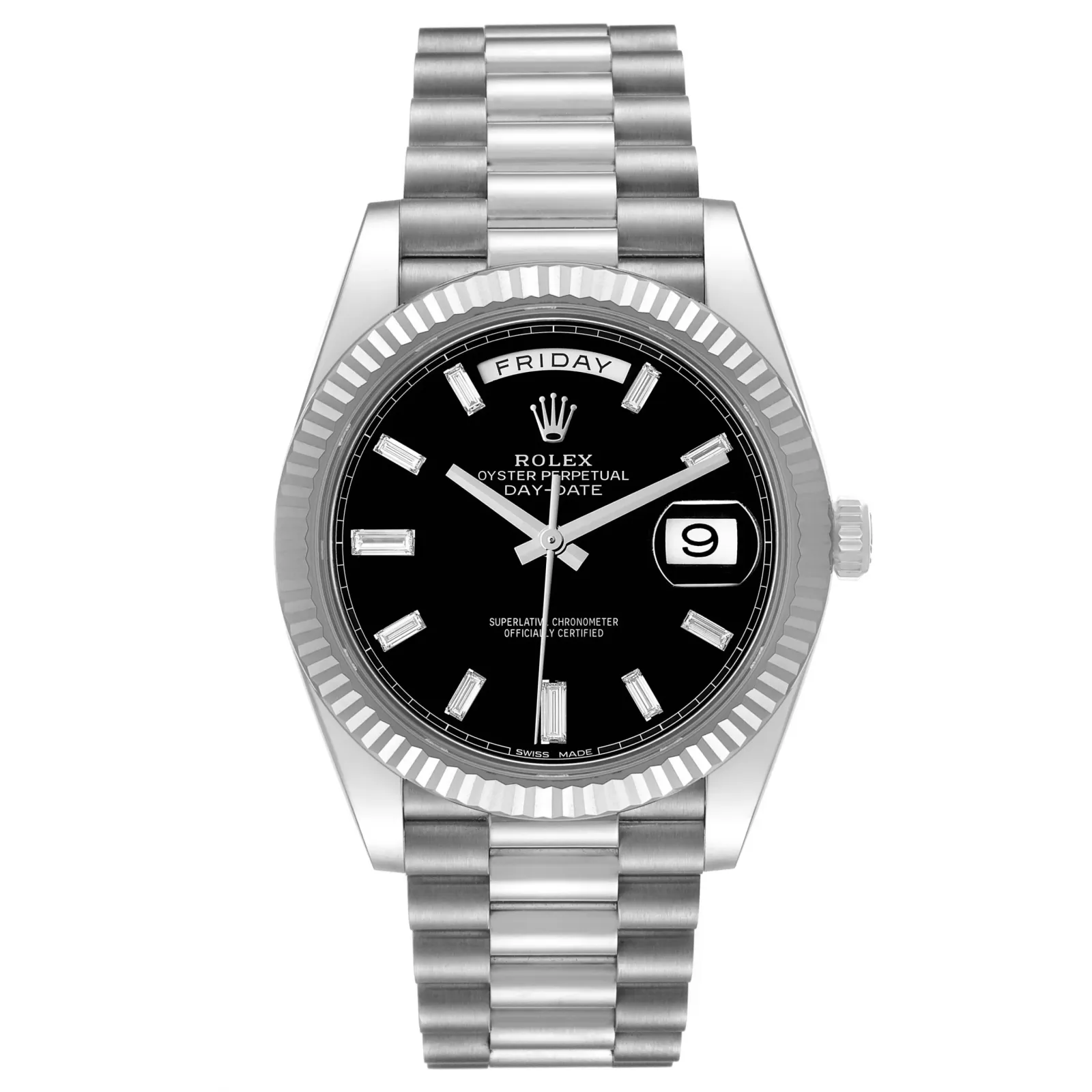 Superclone Rolex Day-Date 40mm Black Baguette Dial 228239