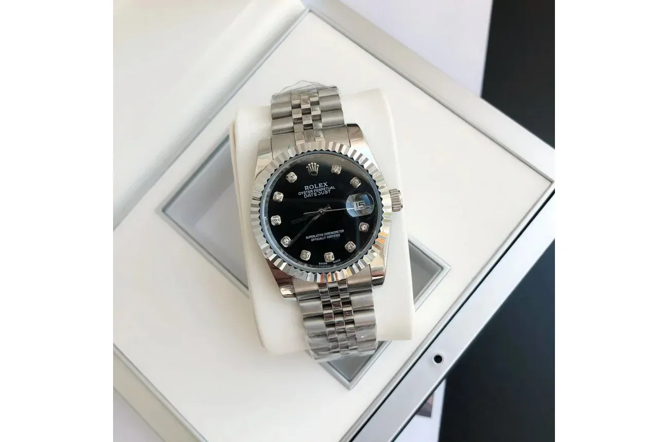 Couple Watches Rolex Datejust 36/28mm SS/SS Jub Black/Dial