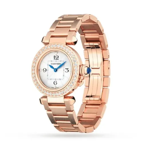 Cartier Pasha de Cartier Women Quartz Silver 18ct Rose Gold Watch WJPA0018