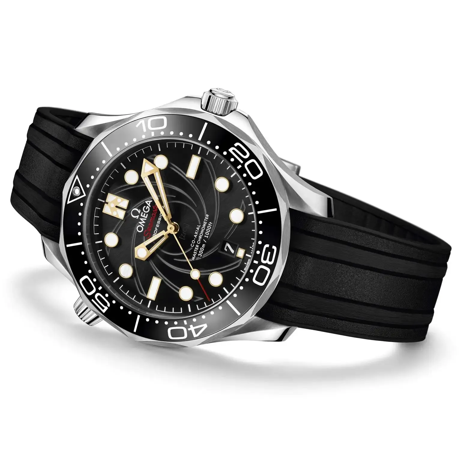 Omega Seamaster Men Automatic Black Rubber Watch COMPLETE BOND BOX SET