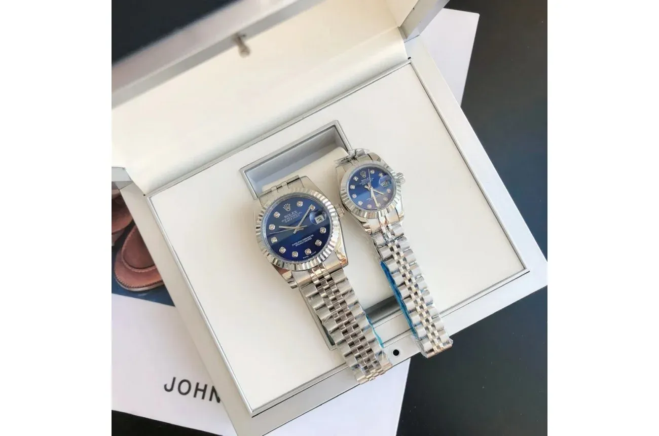 Couple Watches Rolex Datejust 36/28mm SS/SS Jub Blue/Dial