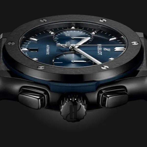 Hublot Classic Fusion Men Automatic Blue Rubber Watch 521.CM.7170.RX