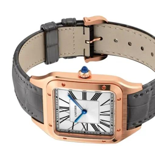 Cartier Santos-Dumont Men Automatic Silver 18ct Rose Gold Watch WGSA0032
