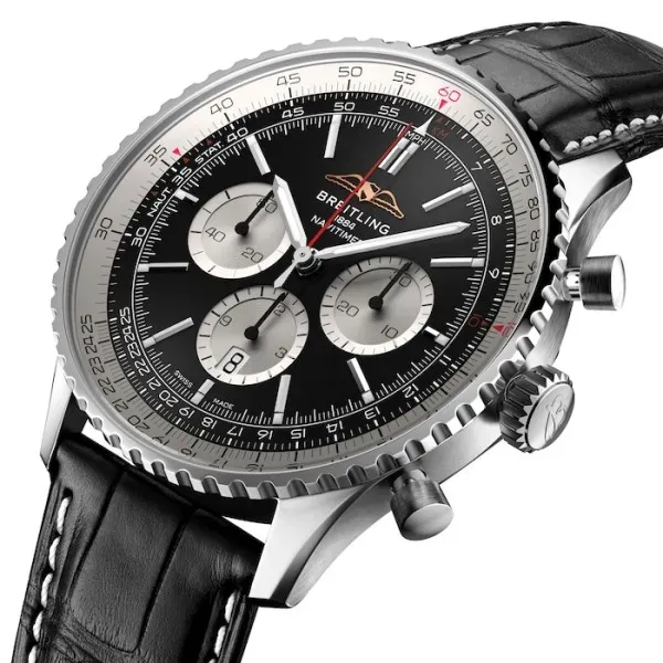 Breitling Navitimer Men Automatic Black Alligator Watch AB0137211B1P1