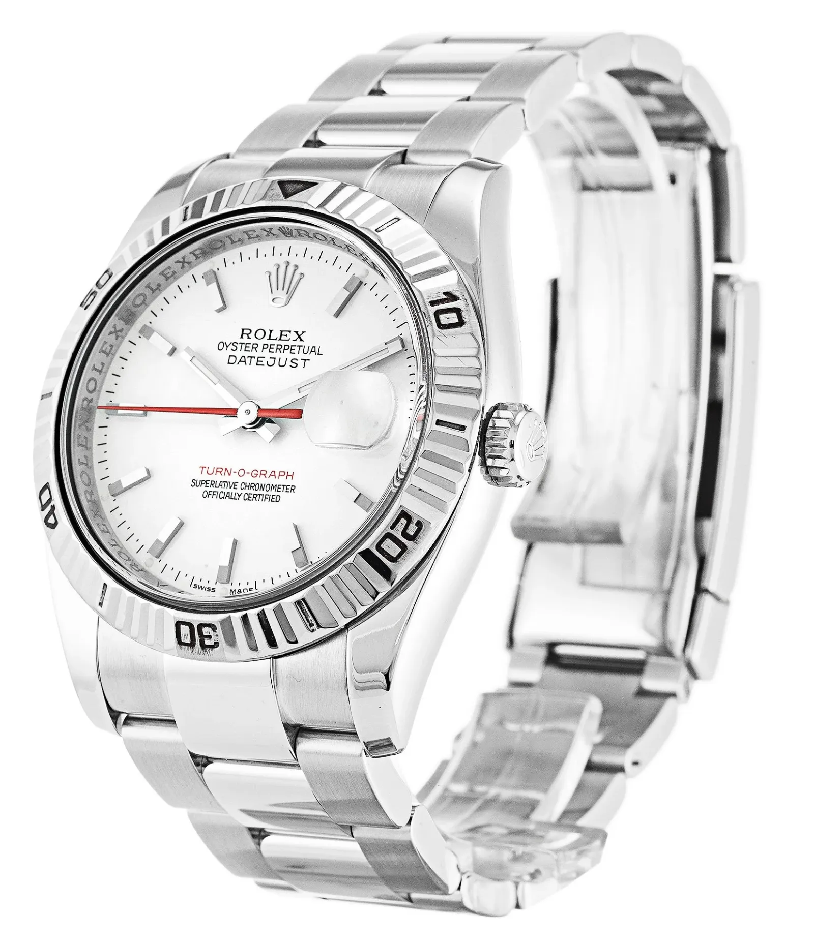Rolex Datejust Turn-O-Graph 36mm White Dial 116264