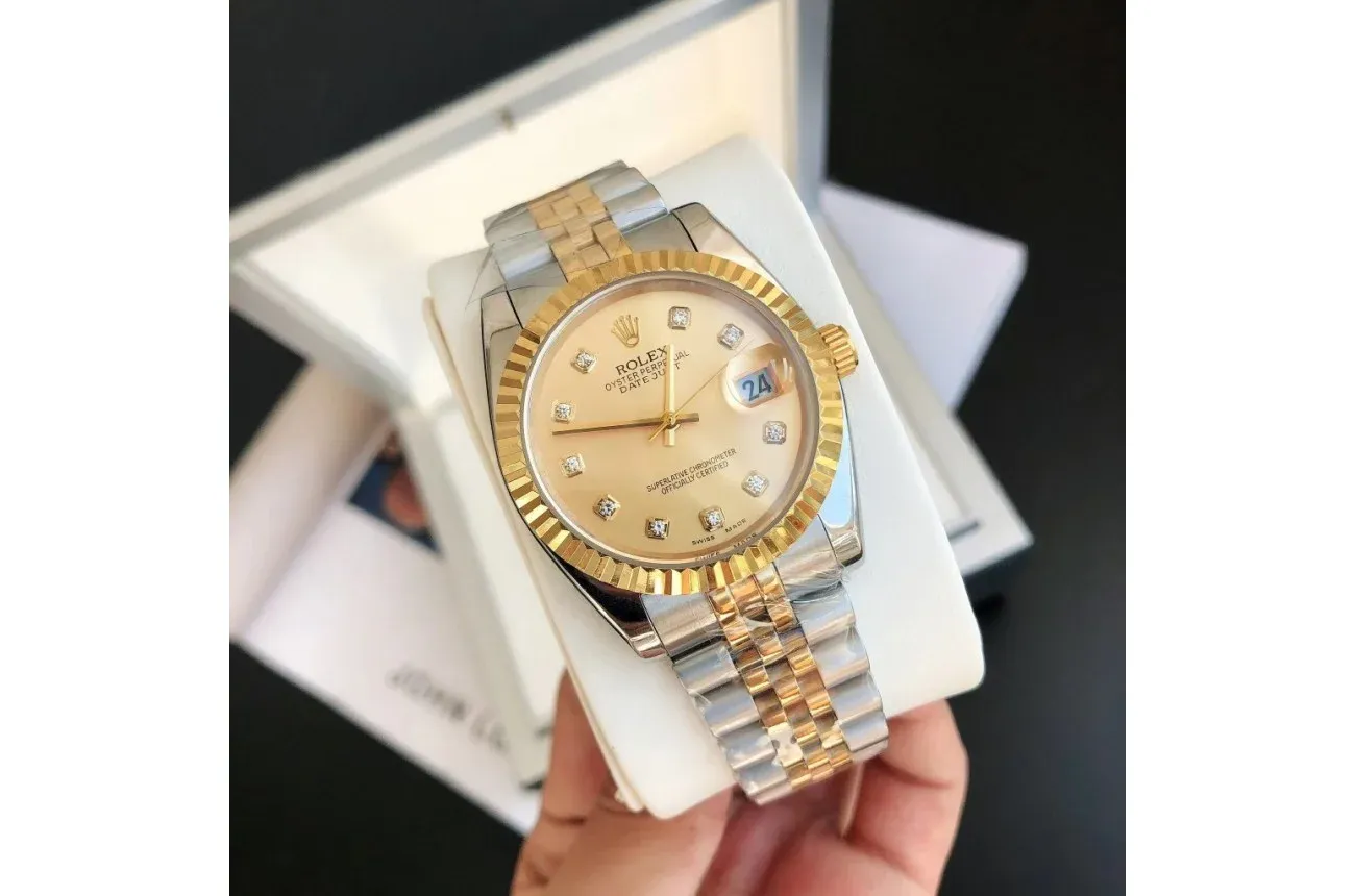 Couple Watches Rolex Datejust 36/28mm RG/SS Jub Gold/Dial