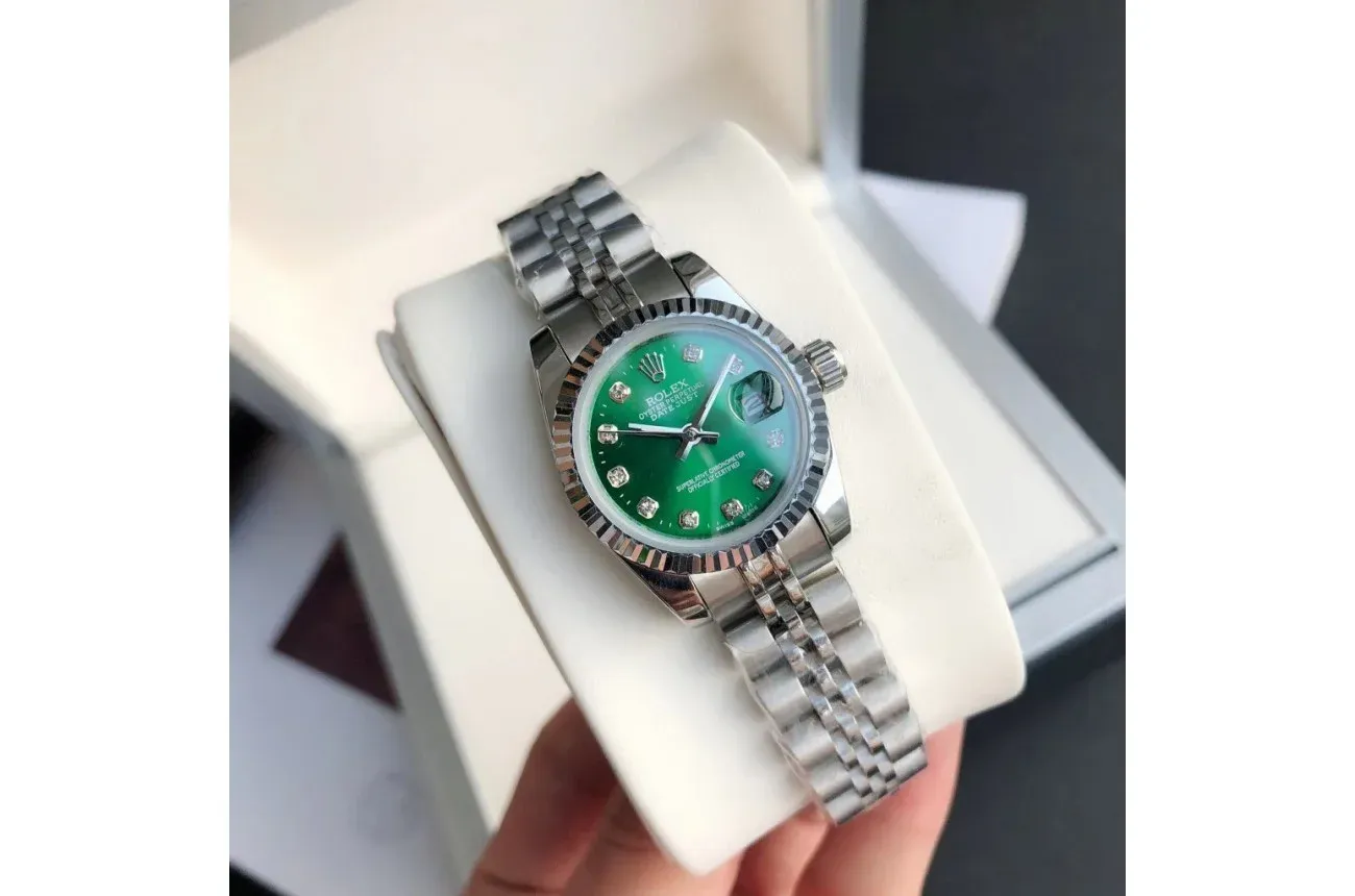 Couple Watches Rolex Datejust 36/28mm SS/SS Jub Green/Dia