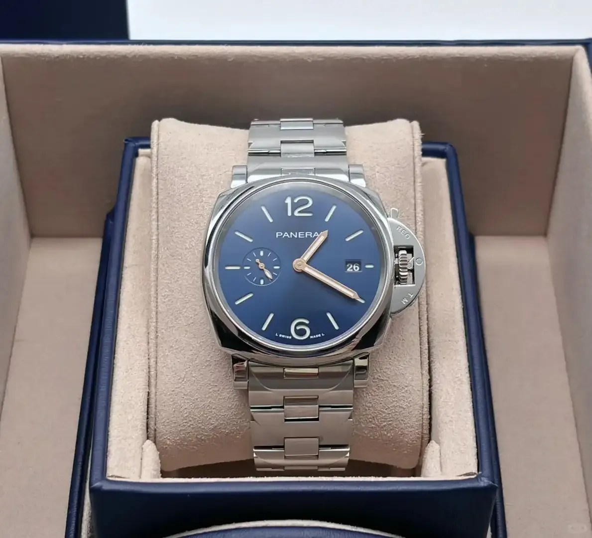 Panerai Luminor Due Men Automatic Blue Stainless Steel Watch PAM01124