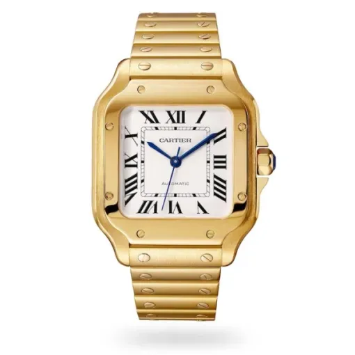 Cartier Santos de Cartier Men Automatic Silver 18ct Gold Watch WGSA0030