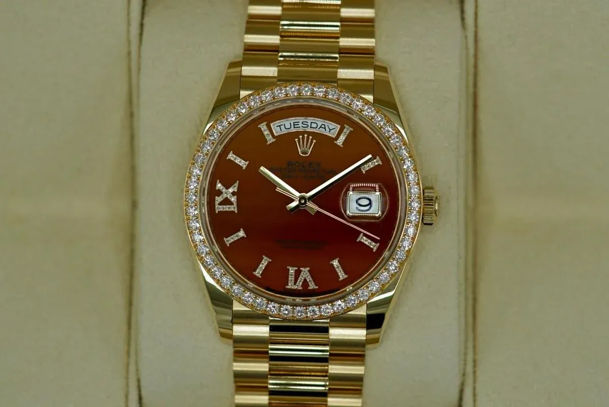 Superclone Rolex Day-Date 36 mm Carnelian Dial 128348RBR