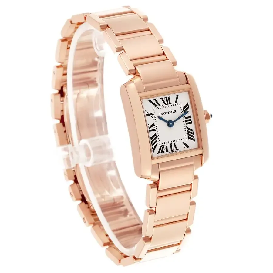 Cartier Tank Française Women Quartz Silver 18ct Rose Gold Watch WGTA0029