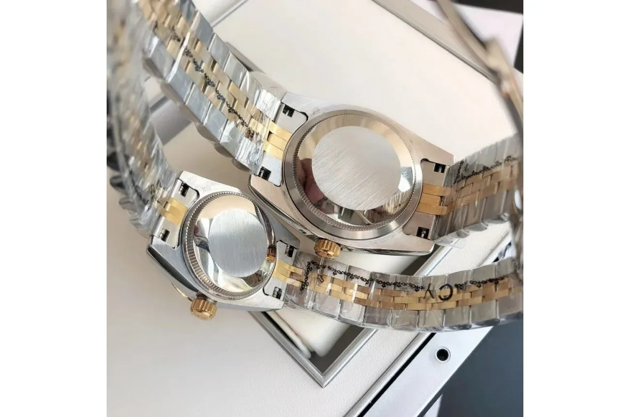 Couple Watches Rolex Datejust 36/28mm RG/SS Jub Sliver/Dia