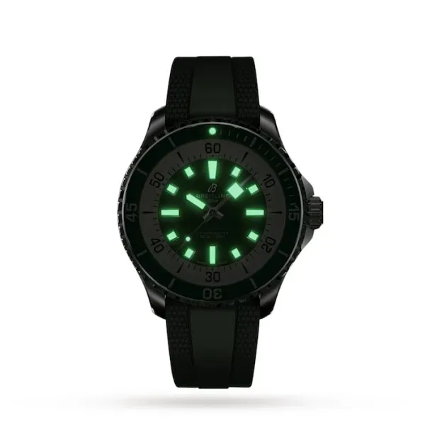 Breitling Superocean Men Automatic Green Rubber Watch A17376A31L1S1