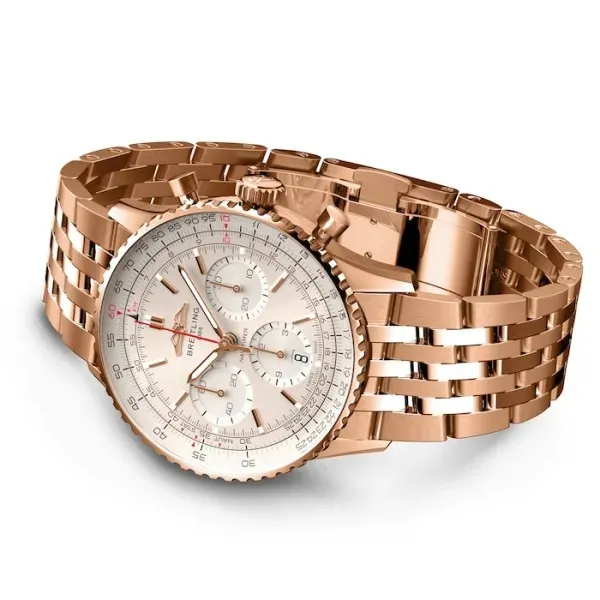 Breitling Navitimer Men Automatic Silver 18ct Rose Gold Watch RB0139211G1R1