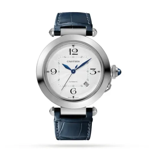 Cartier Pasha de Cartier Men Automatic Silver Alligator Watch WSPA0010
