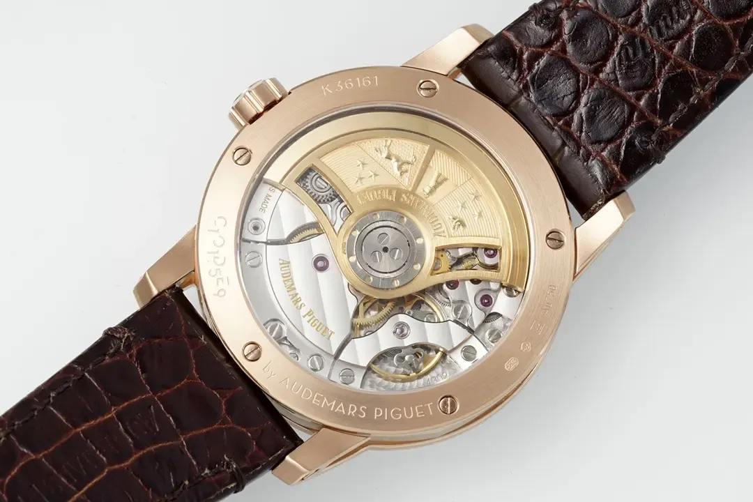watch Audemars Piguet CODE 11.59 Blue Dial Three-Hand Automatic Watch   41mm Rose Gold Case with Brown Leather Strap