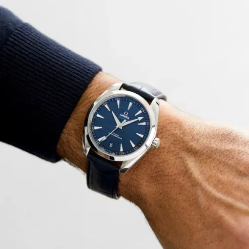 Omega Seamaster Aqua Terra Men Automatic Blue Leather Watch O22013412103001