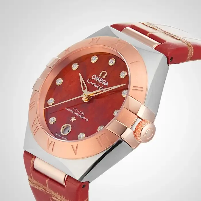 Omega Constellation Women Automatic Red Leather Watch O13123292099002
