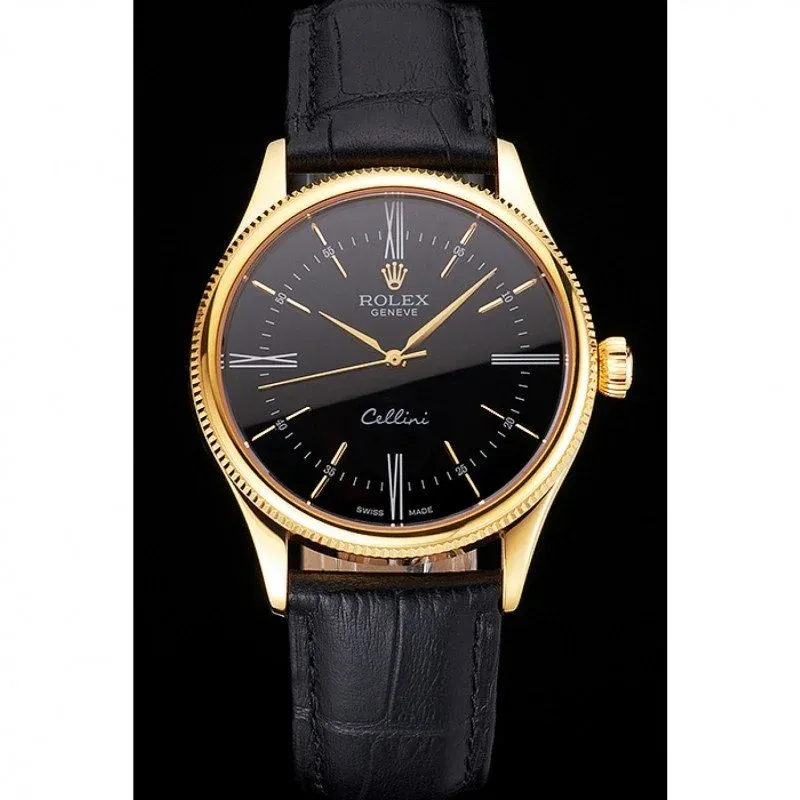 Superclone Rolex Cellini 38mm Black Dial REP016814