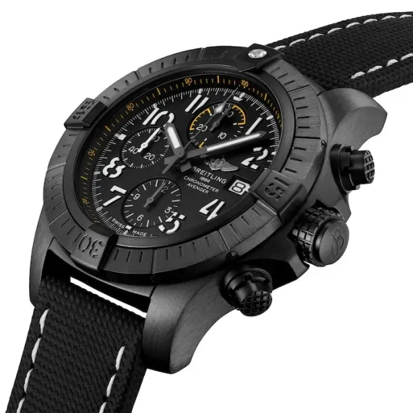Breitling Avenger Men Automatic Black Leather Watch V13317101B1X2