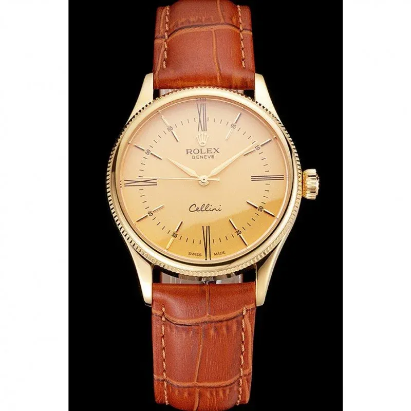 Superclone Rolex Cellini 38mm Gold Dial REP016798