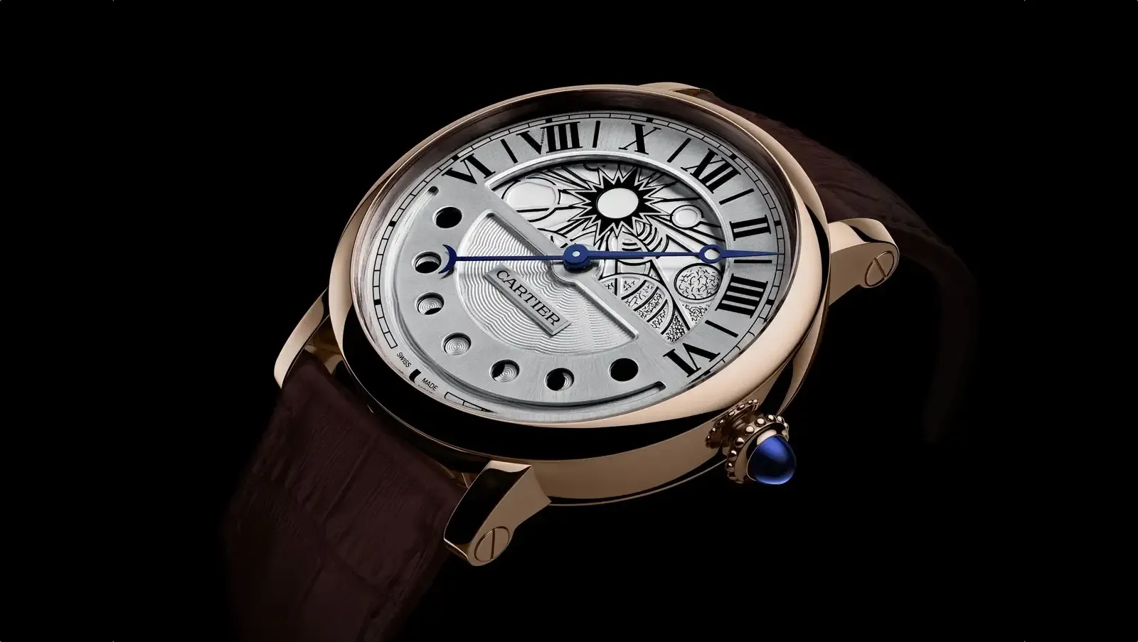Cartier Ronde de Cartier Men Automatic Silver Leather Watch W1556243