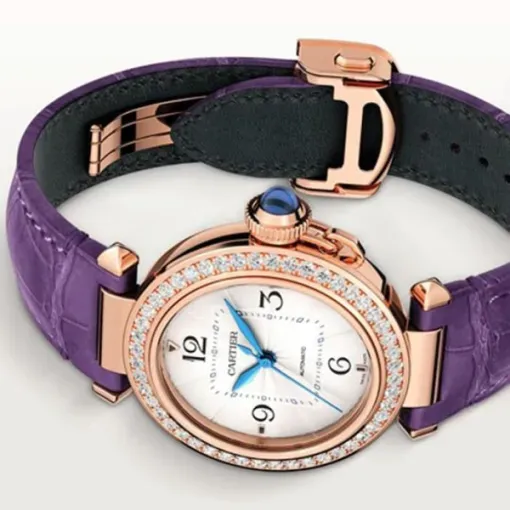 Cartier Pasha de Cartier Women Automatic Silver Alligator Watch WJPA0012