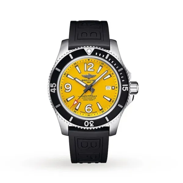 Breitling Superocean Men Automatic Yellow Rubber Watch A17367021I1S2