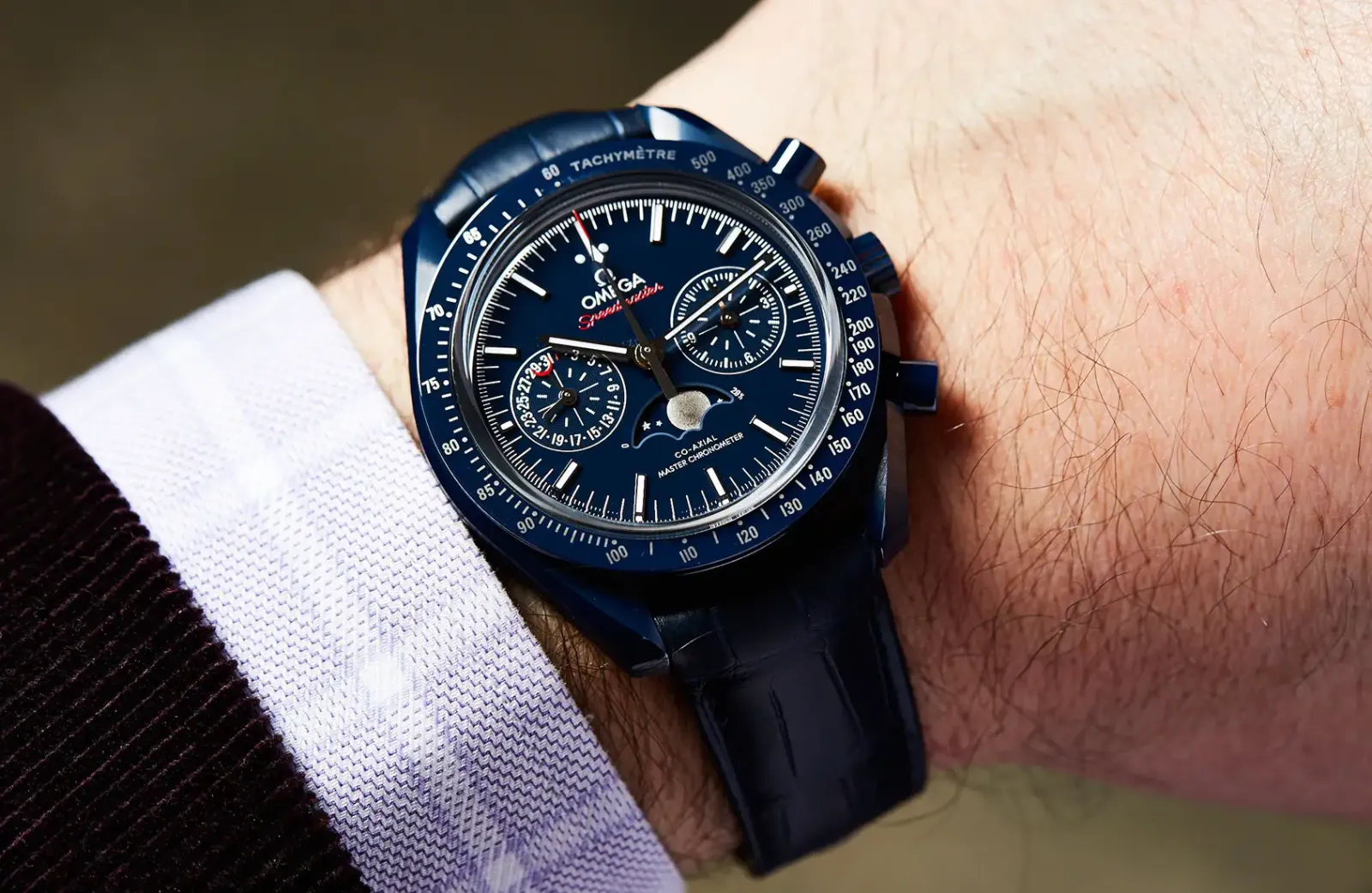 Omega Speedmaster Men Automatic Blue Leather Watch O30493445203001