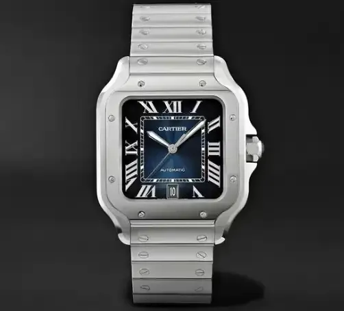 Cartier Santos de Cartier Men Automatic Blue Stainless Steel Watch WSSA0030