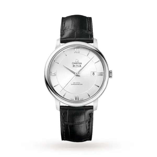 Omega De Ville Men Automatic Silver Leather Watch O42413402002001