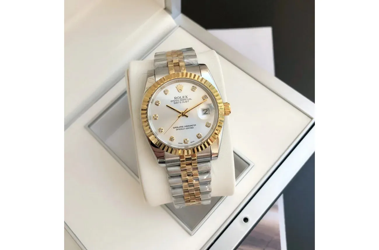 Couple Watches Rolex Datejust 36/28mm RG/SS Jub Sliver/Dia