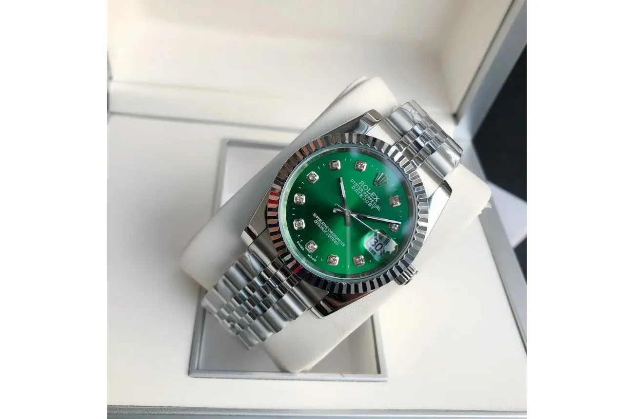 Couple Watches Rolex Datejust 36/28mm SS/SS Jub Green/Dia