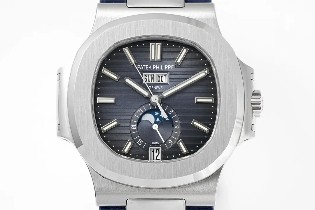 Patek Philippe Blue Nautilus Rubber Strap Watch