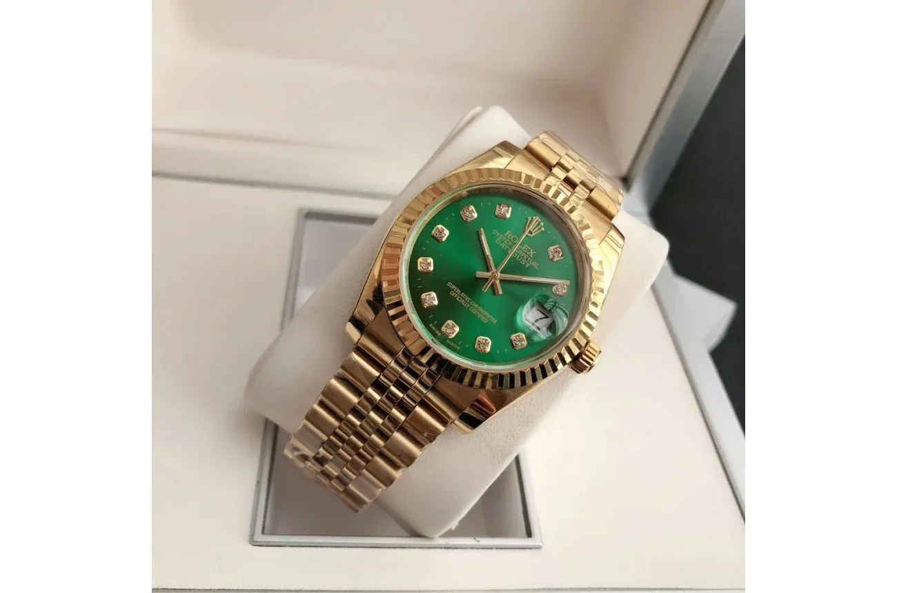 Couple Watches Rolex Datejust 36/28mm RG/RG Jub Green/Dial