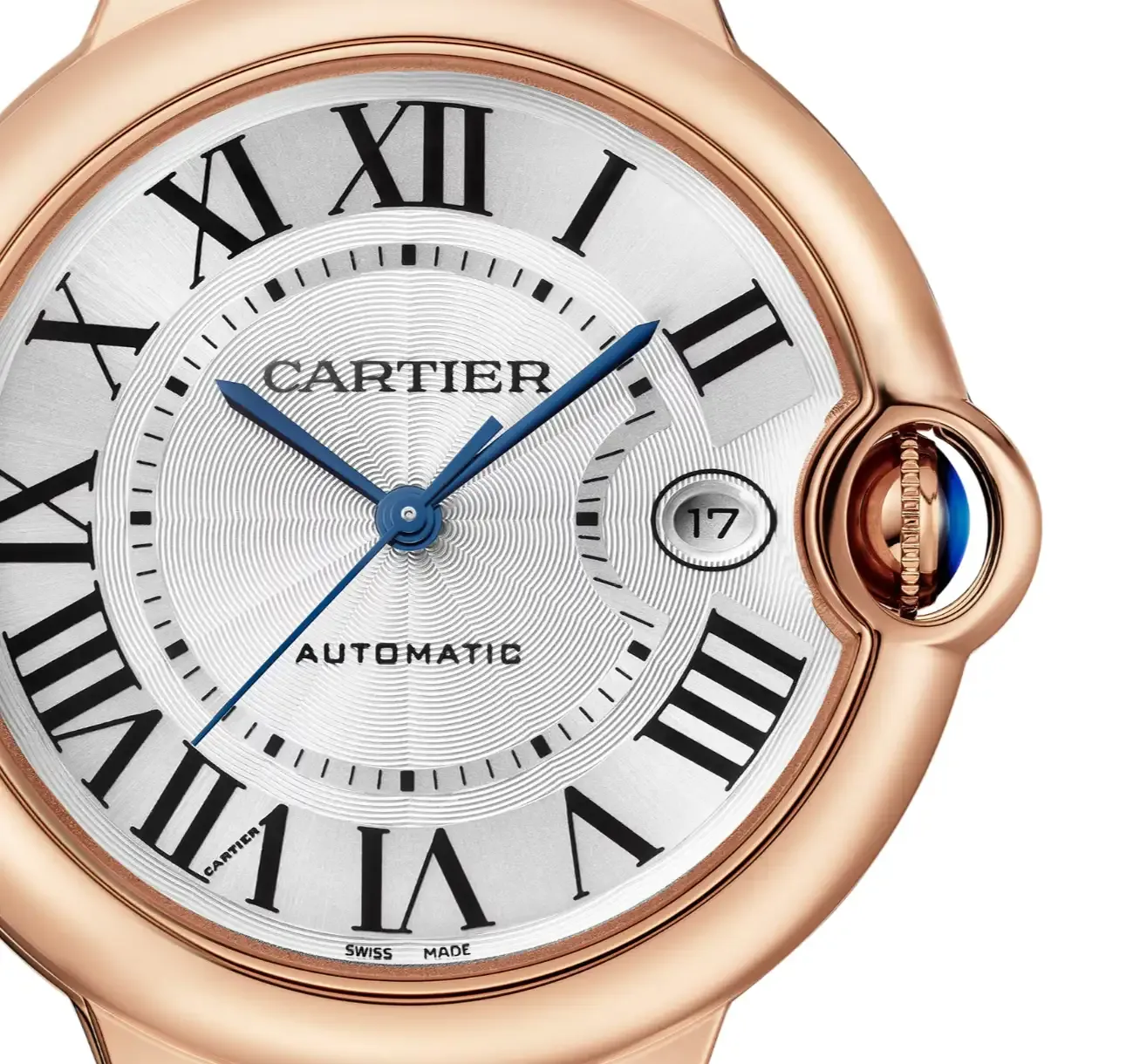 Cartier Ballon Bleu de Cartier Men Automatic Silver 18ct Rose Gold Watch WGBB0035