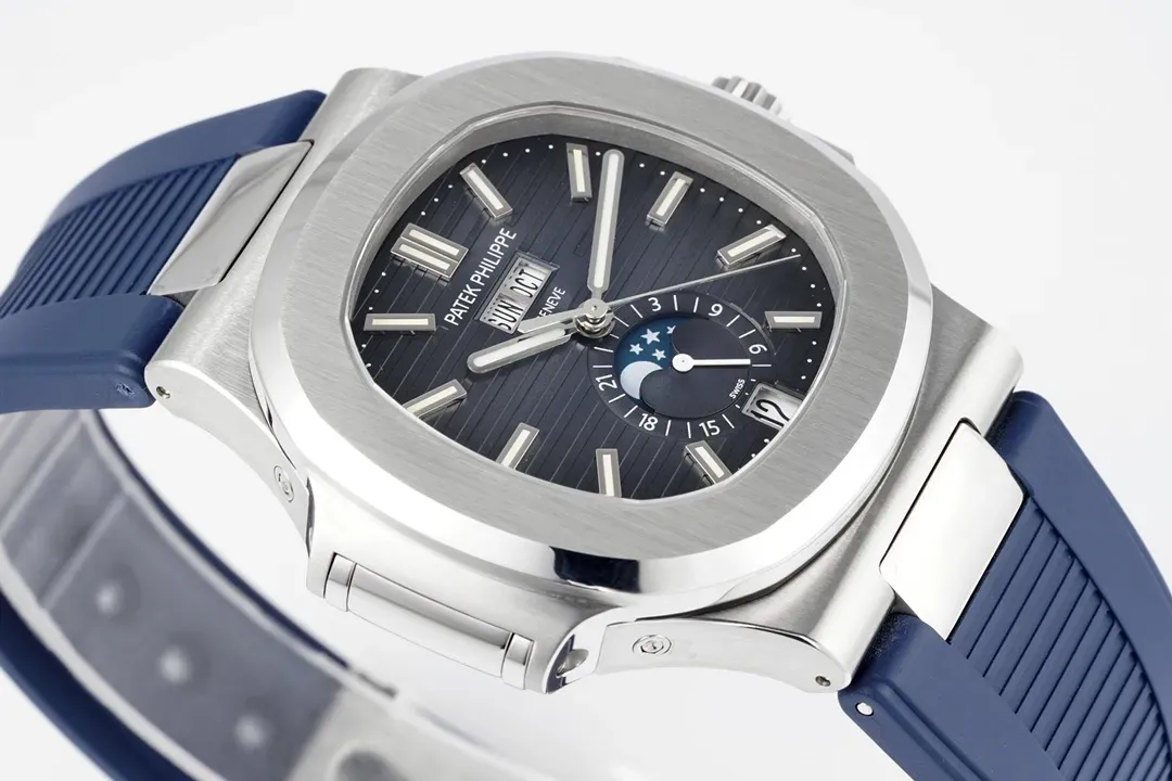 Patek Philippe Blue Nautilus Rubber Strap Watch