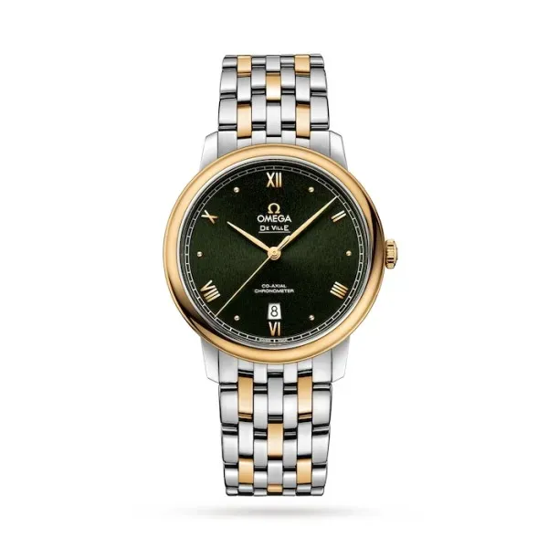 Omega De Ville Men Automatic Green Stainless Steel   18ct Gold Watch O42420402010001