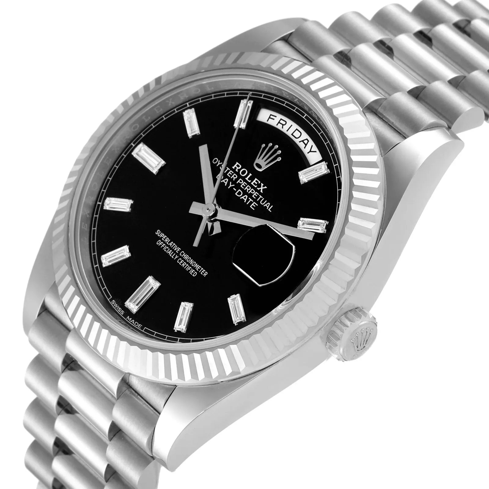 Superclone Rolex Day-Date 40mm Black Baguette Dial 228239