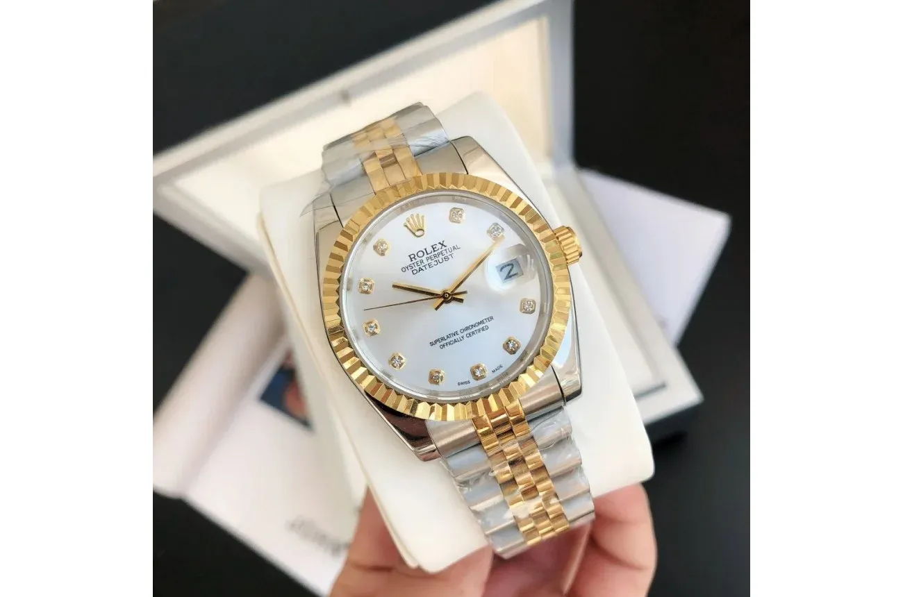 Couple Watches Rolex Datejust 36/28mm RG/SS Jub Sliver/Dia