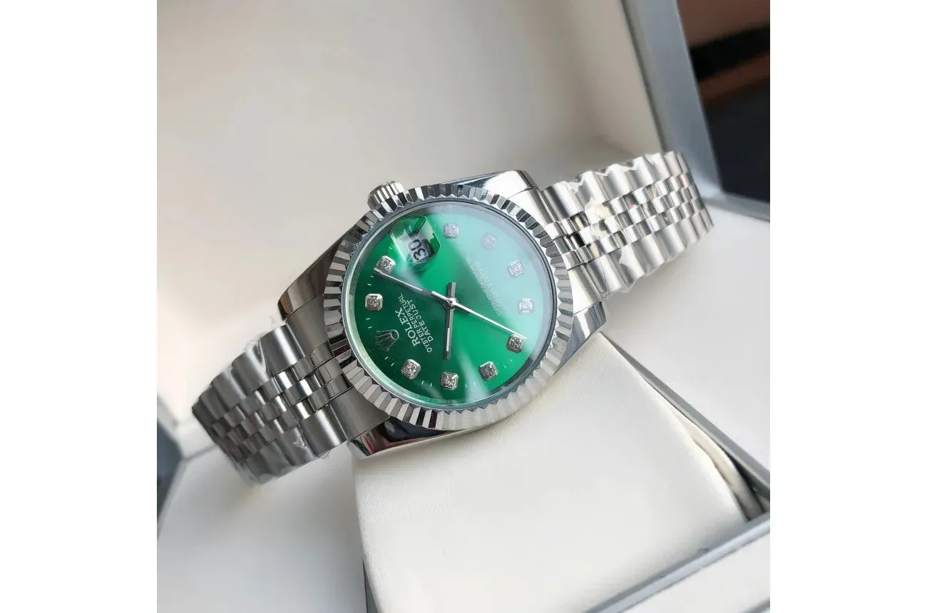 Couple Watches Rolex Datejust 36/28mm SS/SS Jub Green/Dia